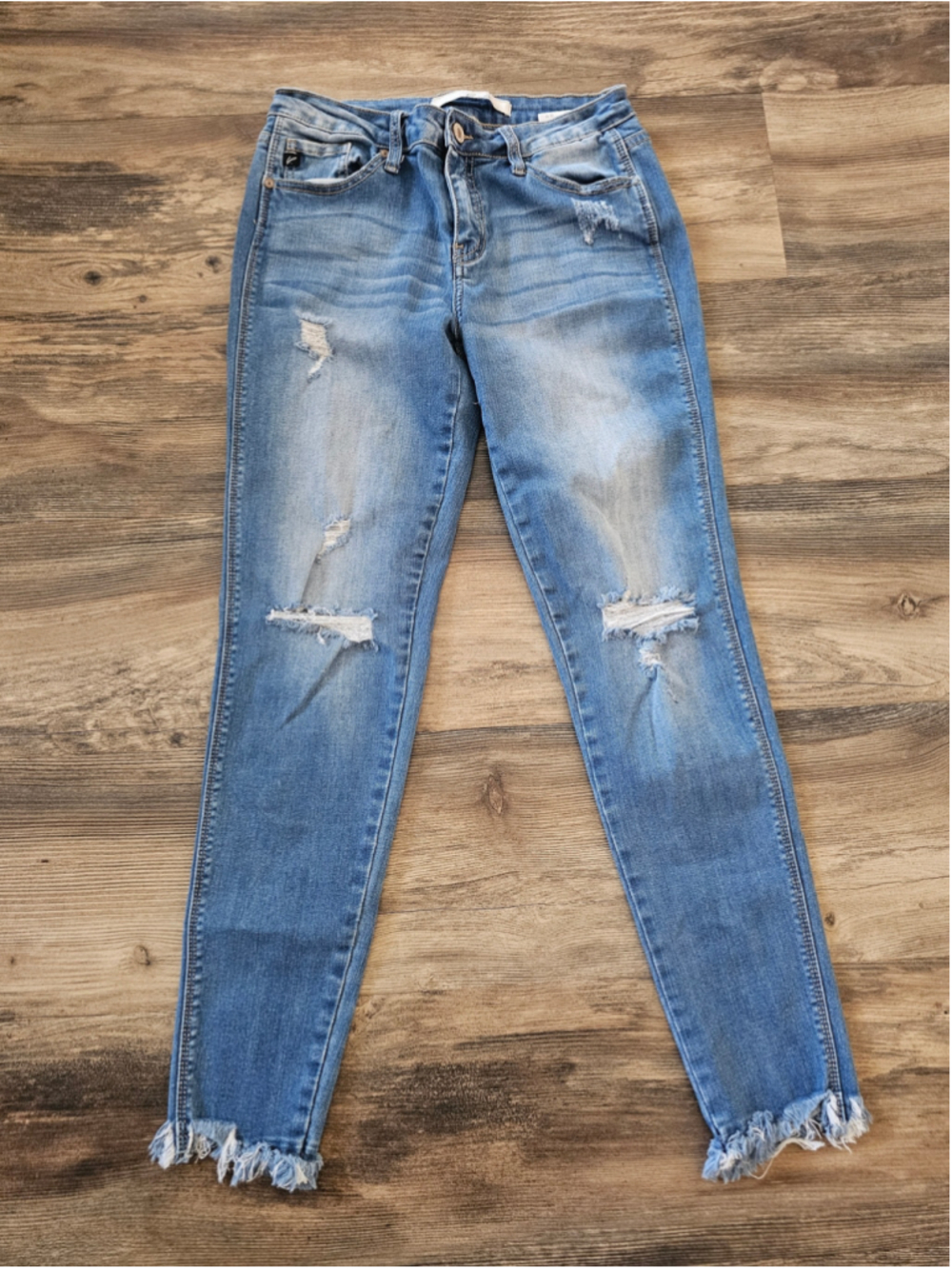 KanCan KC5053M Distressed Mid-Wash Skinny Jeans - Size 7 / 27